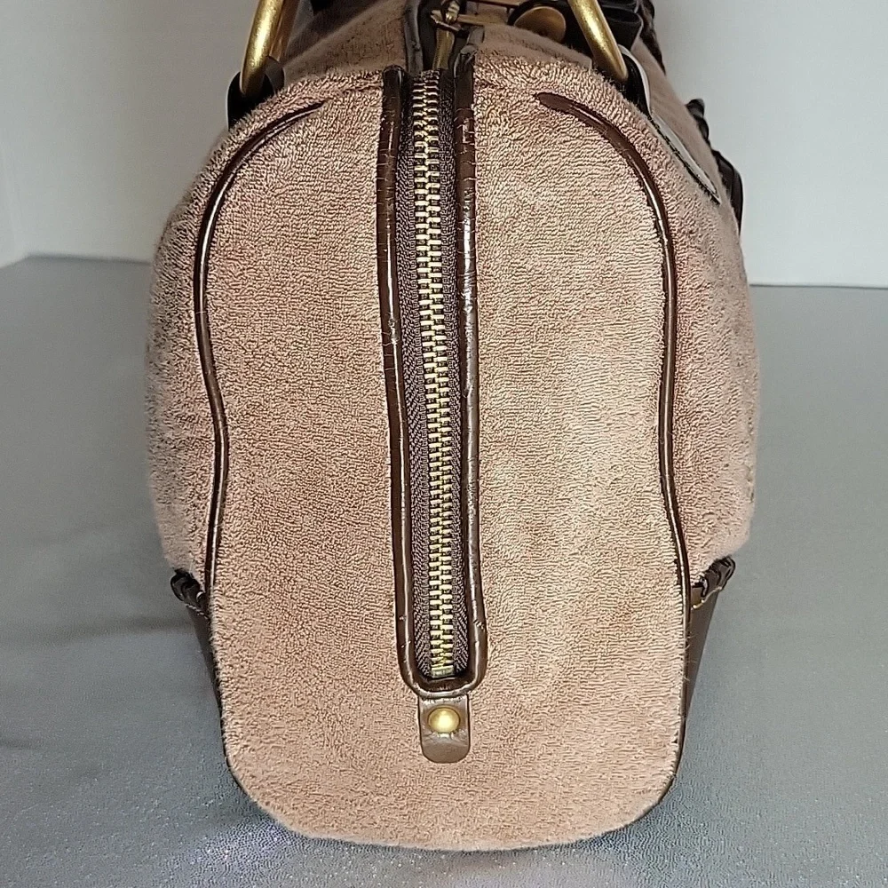 Y2k Vintage Juicy Couture Brown Terry Cloth Speedy Style Zip Around Purse Bag